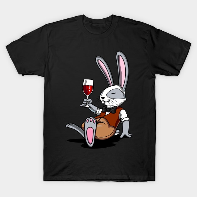 Cute Rabbit Wine Drinking Bunny Party T-Shirt by underheaven